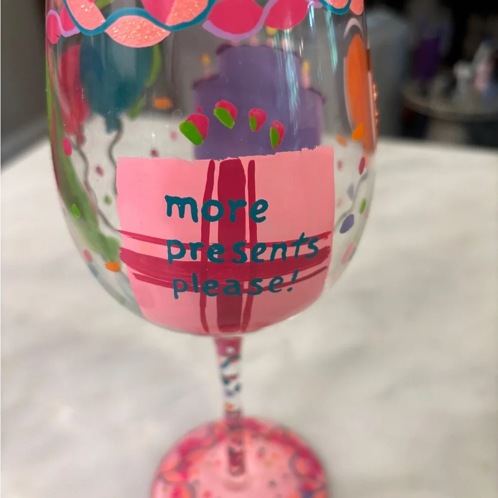 NWOT Set of 2 Hand-Painted Wine Glasses - Picture 4 of 8